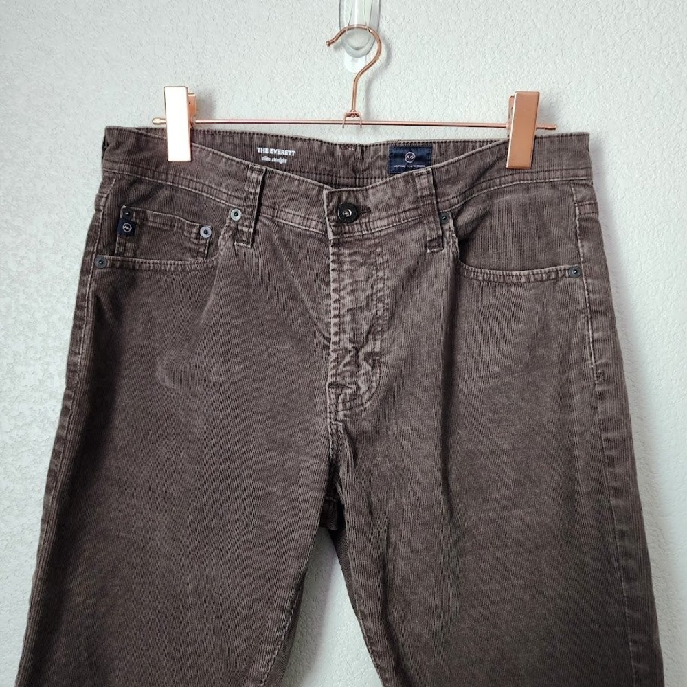 AG ADRIANO GOLDSCHMIED Everett Corduroy Pants Brown Slim‎ Straight 32x34 - Picture 10 of 11
